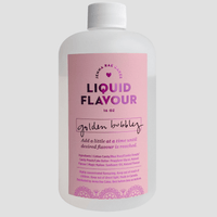 A white, ribbed-cap bottle labeled “Commercial Liquid Golden Bubbly - 1 Bottle (16 fluid ounces)” by Jenna Rae Cakes features a pink label with floral accents, ingredients, and instructions printed on it.