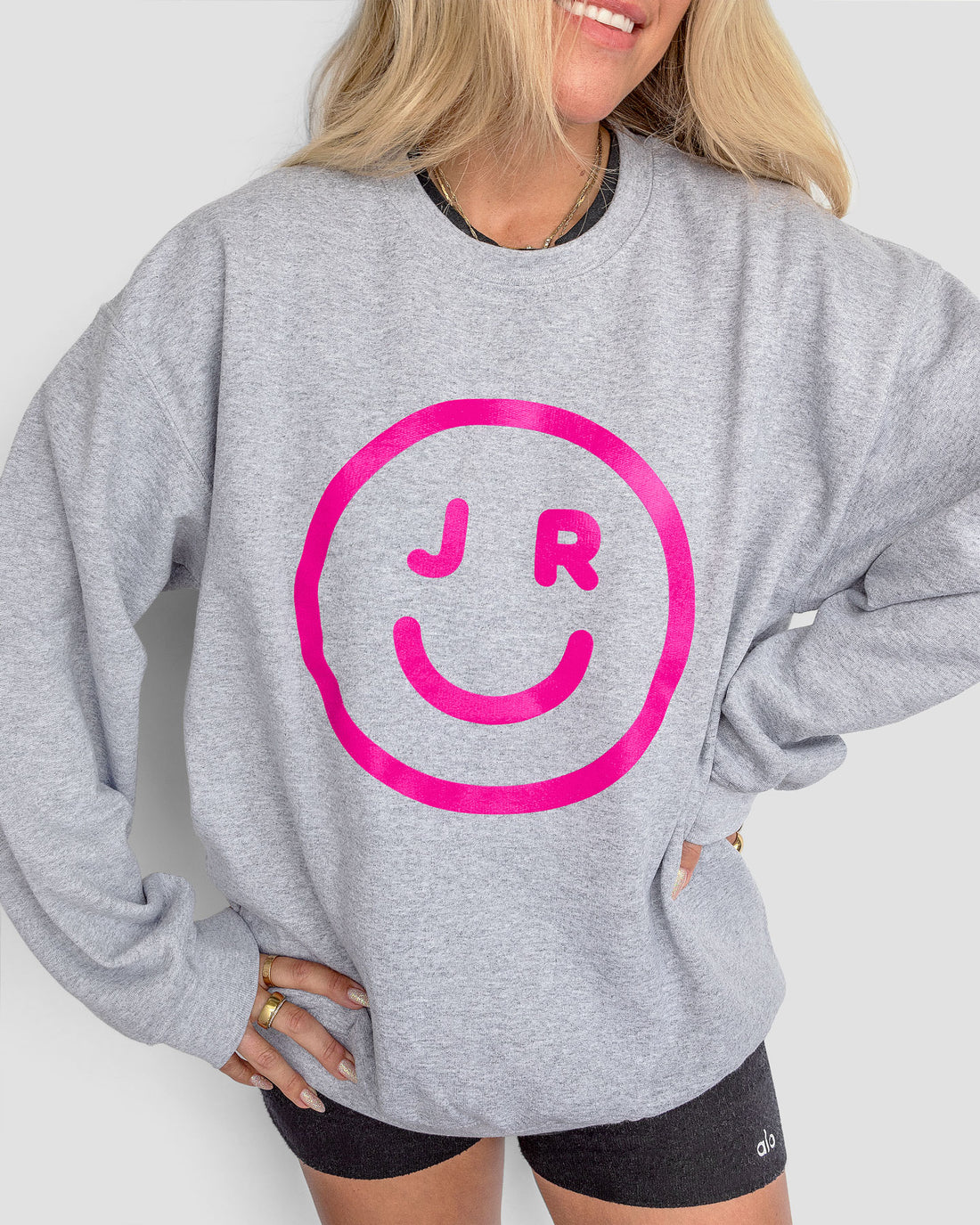 JRC Smiley Sweatshirt | Jenna is wearing a large for an oversized fit.